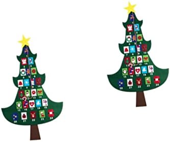 ABOOFAN 2ks strom plstený kalendár odpočítavanie potrieb s Advent vreckami visiace tkaniny Vianoce pre dekorácie