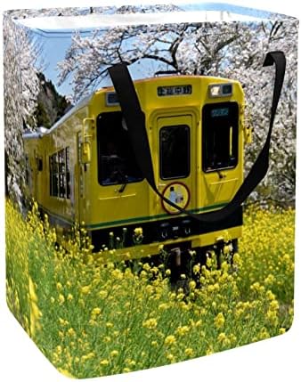 Japan Train Spring Flowers Print skladací kôš na bielizeň, 60L nepremokavé Koše na bielizeň kôš na pranie oblečenie