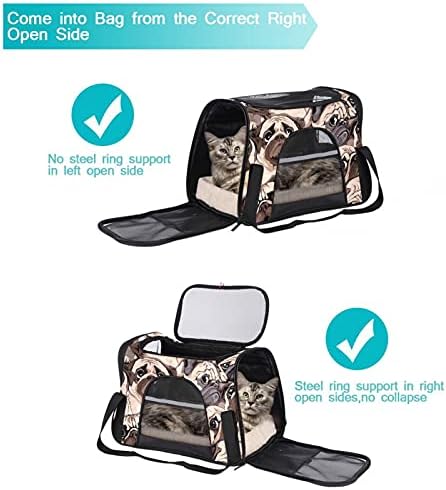 Pet Carrier Mops Dog Art Style Soft-Sided Pet cestovné nosiče pre mačky, psy Puppy Comfort prenosné skladacie