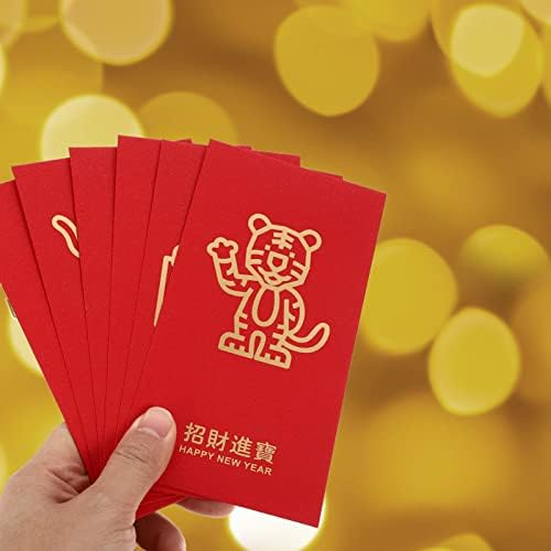 Čínska červená obálka novoročné červené obálky Hongbao: 12ks 2022 Čínske červené vreckové obálky rok červené