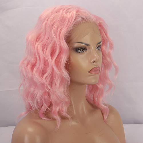 Fslwigs svetlo ružové parochne pre ženy voľné kučeravé Bob Parochňa Syntetické vlasy tepelne odolné vlákno vlasy
