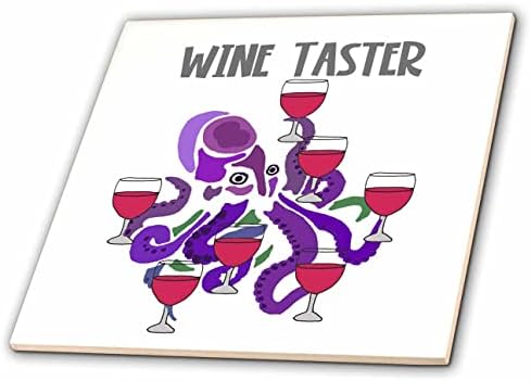 3drose Funny Cool Fialová Chobotnica ochutnávač vína pitie červeného vína-dlaždice