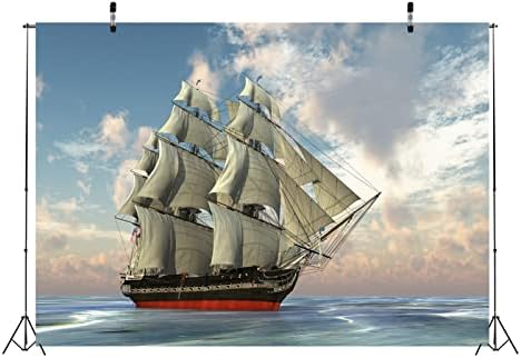 Loccor 9x6ft Látková loď pozadie výletná loď v Karibskom oceáne Krajina pozadie gobelín Fantasy plachtenie Narodeninová