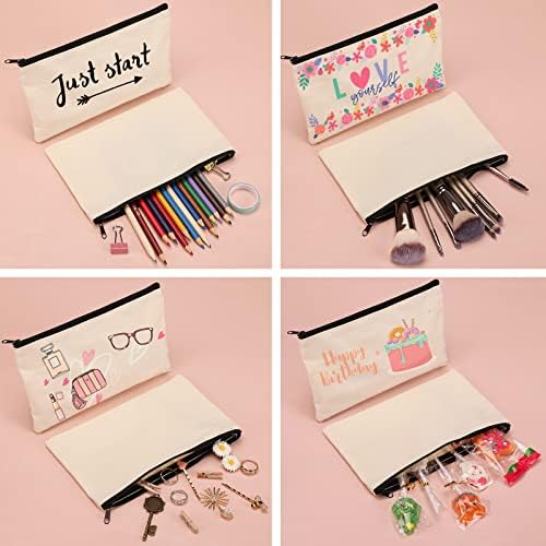 Eoout 16pcs prázdne plátno Zips puzdro pre DIY remeslá, plátno make-up tašky malé puzdro na ceruzku so zipsom