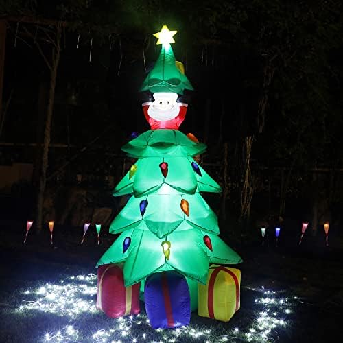 Yofit 8 Ft nafukovací vianočný strom s Pop up Santa & amp; darčekové krabičky, vyhodiť do povetria dekorácie