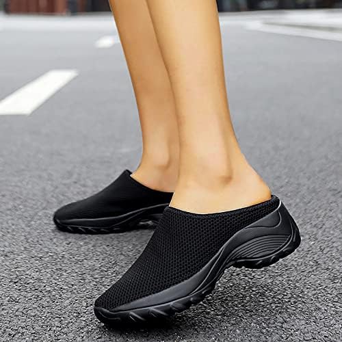 Leewos Knit Comfort Half Casual Platform Support outdoorová obuv s oblúkom Priedušná Čierna Dámska obuv pre voľný