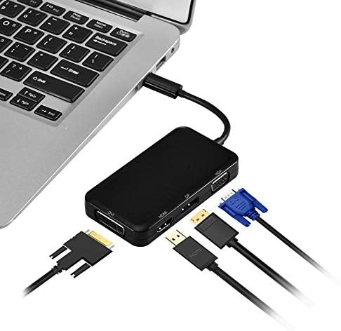 Sjydq 4-in-1 USB-C 3.1 typu C na HDMI DP DVI 4k VGA Multiport kábel adaptér prevodník