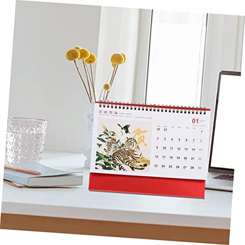 Ciieeo 1ks kalendár červené dekorácie stredobod stolové dekorácie Mini stolový kalendár stolný kalendár denný
