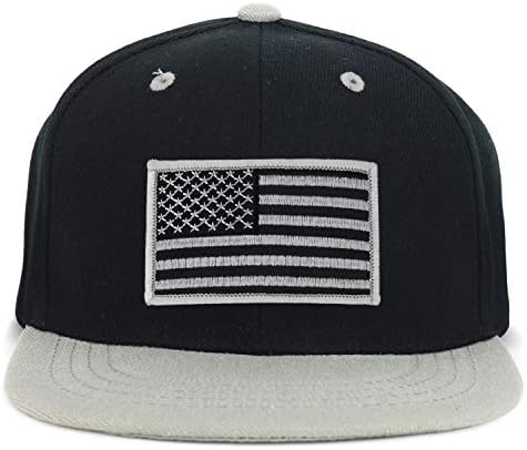 Armycrew mládež Detská Šedá Americká vlajka Patch Flat Bill Snapback 2-tón Baseball Cap
