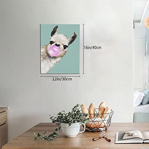 Lama Nástenné umelecké plátno s Zarámovanou módnou roztomilou maľbou Lamy do obývacej izby Kúpeľňa Moderné nástenné