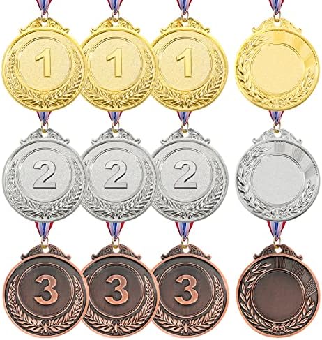 Caydo 12 kusov 2 palcové zlaté strieborné bronzové medaily víťazné medaily s 1. 2. 3. pre súťaže, Párty, športy