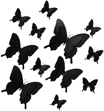 NUOBESTY 12pcs 3D Black Butterfly Wall samolepky Butterfly Wall obtisky DIY umenie dekorácie remeslá pre škôlky