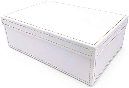 Oxfrd & amp; Comma Luxusná darčeková krabička, biela so zlatým prešívaním, veľký obdĺžnik