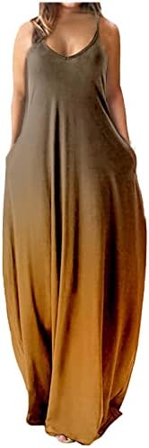 peqiut letné šaty pre Ženy Príležitostné Tie-dye v krku Bez rukávov Plus veľkosť Sling Sundress Cami Maxi šaty
