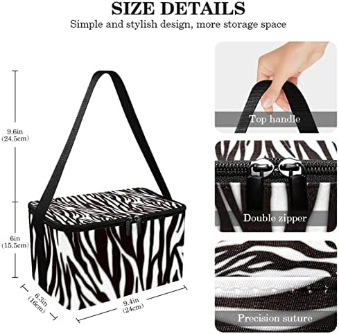 Čierna Biela Zebra Pruhy Textúra Taška Na Rozvoz Potravín, Izolovaná Taška Na Potraviny / Dvojitý Zips
