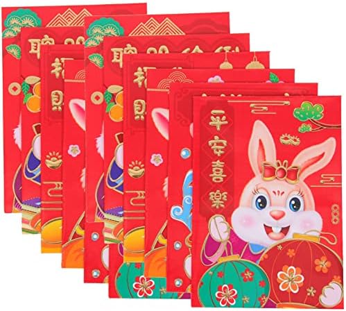 GANAZONO svadobné obálky 60ks Čínske červené obálky obálky s šťastnými peniazmi 2023 Králik rok Hong Bao Roztomilý