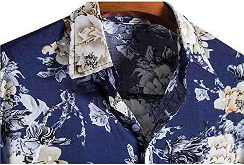 BIFUTON Pánske havajské košele, Havajská košeľa pre mužov krátky rukáv ležérne letné Gombíkové kvetinové potlačené