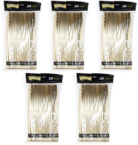 KAO Mart Gold plastové nože 50 Pack večere nože, jednorazové príbory, Heavy Duty príbory, plastové Goldware Set