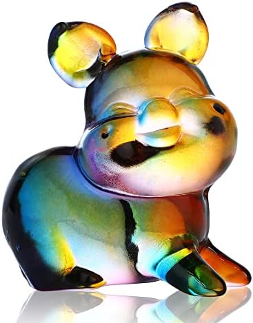 H & amp; D HYALINE & amp; DORA Colorful Crystal Piggy Collectible Figurine Glass Art Pig Animal Sculpture Office
