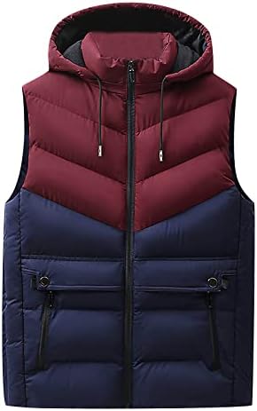 Pánske Vonkajšie s kapucňou polstrovaná vesta bunda zahustiť Klasické jednofarebné bočné vrecká Prešívaná Puffer vesta
