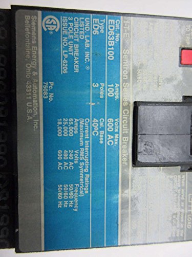 SIEMENS ED63B100 I-T-E SENTRON 600V-AC 3P 100A lisované puzdro istič D542499