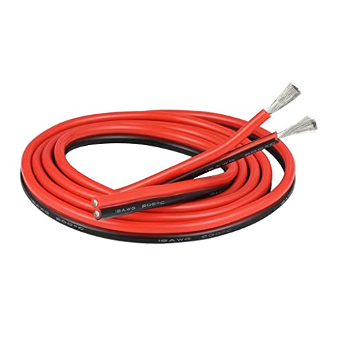 Bntechgo 12 Gauge Flexibilný 2 vodič paralelný Silikónový drôt cievka Červená Čierna vysoko odolná 200 deg C