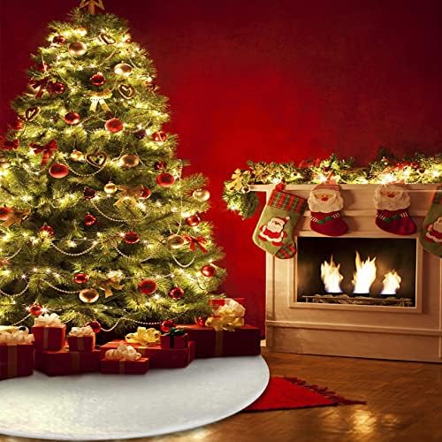 Oeago vianočné ozdoby Biela Plyšová sukňa na vianočný stromček 48 palcová Vianočná výzdoba z umelej kožušiny