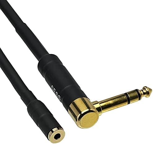 CNCESS CESS-238 pravý uhol 1/4 palca TRS na 3,5 mm pravý uhlový adaptér, 6,35 mm mužský až 3,5 mm ženský stereofónny zvukový adaptér pre slúchadlá