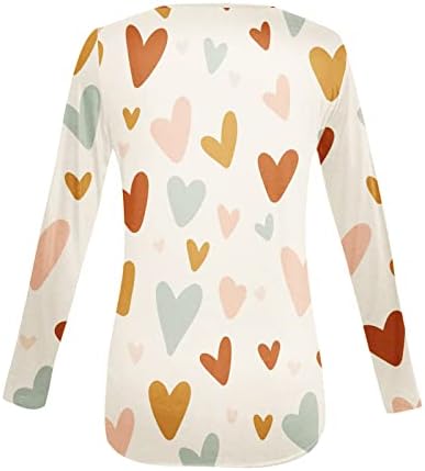 Valentines Day tričko pre ženy Roztomilý srdce tlač Pulóver 3/4 rukáv topy Crewneck mikiny Elegantné tuniky blúzka