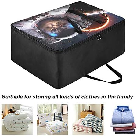 N / A Úložná taška na oblečenie pod posteľ na prikrývku-Veľkokapacitná odvážna mačka Astronaut the Spacewalk