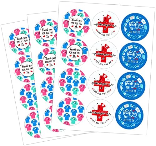 FaCraft Thank You Nurse Stickers 1,5 Nurse Week Label Stickers Doctor Nurses Appreciation obtisky zdravotnícki pracovníci Ďakujeme nálepky na štítky promočné štítky na obálky darčekových kariet pečať darčekové tašky