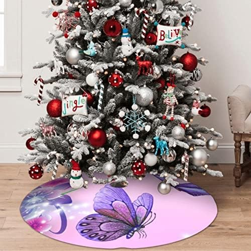 Sukňa na vianočný stromček 48 - Fialová motýľová podložka na vianočný stromček na vianočnú výzdobu novoročné