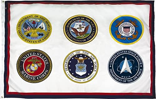 Vlajka ozbrojených síl USA nylonová vojenská vlajka, vyrobená v USA, 2x3'