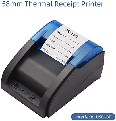 HUIOP Mobile Printer, 58mm Thermal príjem tlačiarne Direct Thermal USB & amp; BT pripojenie pre tlač leteniek