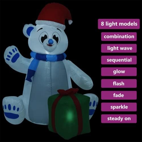 vidaXL Vianočný nafukovací ľadový medveď LED vnútorný a vonkajší 94,5
