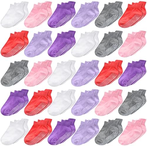 30 párov protišmykových ponožiek pre batoľatá Baby Grip Členkové ponožky protišmykové detské ponožky s chápadlami pre 1-3 ročných chlapcov dojčatá deti dievčatá, 6 farieb