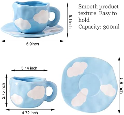 Keramický hrnček na kávu JHLAYKG so súpravou podšálok, 10 oz/300 ml roztomilé hrnčeky kreatívna šálka kávy hrnček
