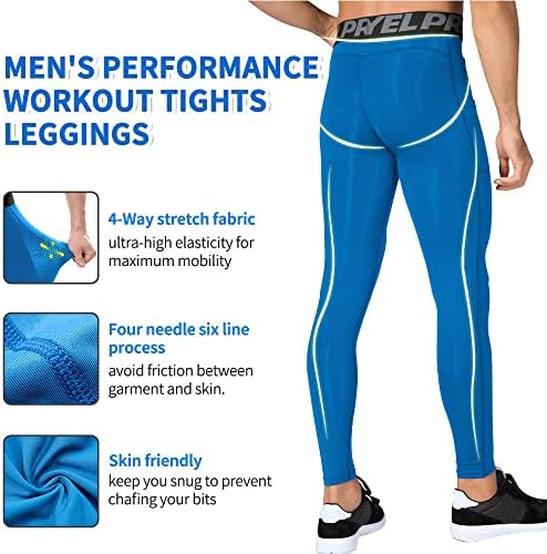 Eargfm Pánske atletické legíny cvičebné kompresné nohavice s vreckami Cool Dry Baselayer aktívne pančuchové nohavice