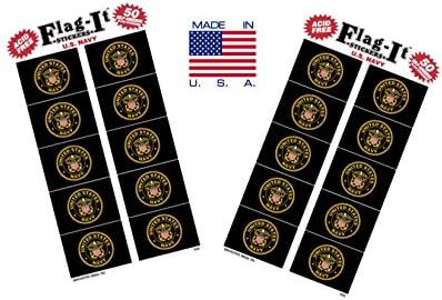 Vyrobené v USA! 2 balenia nálepiek Flag-it Navy Flag, 100 nálepiek Naval Sticker