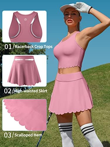 ATTRACO 2-dielne tenisové šaty pre ženy atletické cvičebné šaty so šortkami a vreckami