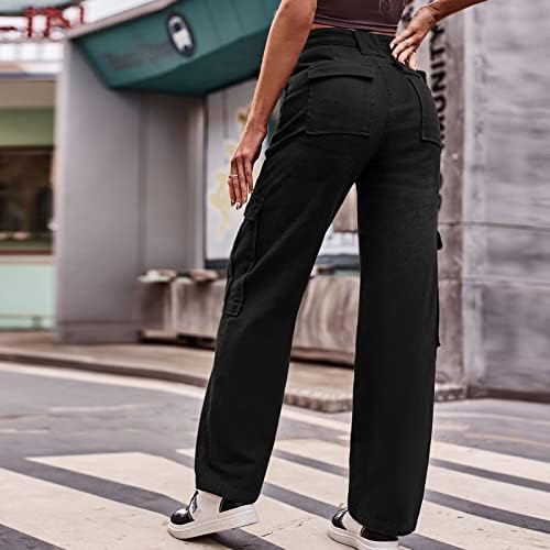 KEUSN ženy Cargo nohavice Vysoký pás nízky nárast padák nohavice ženy Viac vreciek voľné vrecovité nohavice Streetwear