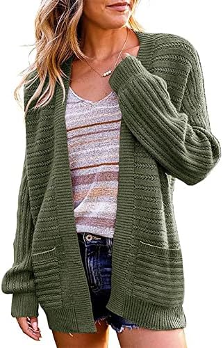 Swrowesi & nbsp; Dámske Otvorené predné dlhý rukáv Robustný pletený sveter svetre voľné Outwear kabát