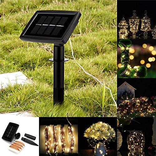 Toxz home produkty solárny medený drôt Light String Decor, 8 svetelných režimov pre Fairy Party Decor, 22m 200LED,8