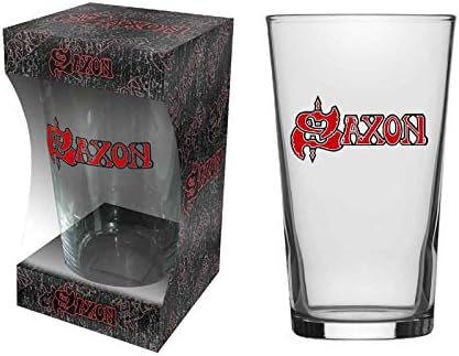 Saxon Pinta Glass Classic Band Logo Kolesá Z Ocele Oficiálne Boxed Veľkosť Jedna Veľkosť
