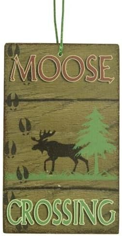 Moose Crossing, miniatúrny drevený znak Ornament, 4-palcový