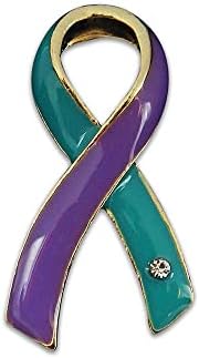 Suicide Awareness Teal and Purple Ribbon / Semicolon Pins - veľkoobchodné balenie Teal and Purple Awareness /