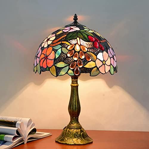 SDFDSSR rustikálna veľká sklenená stolná lampa s farebným sklom styčná stolná lampa 19 vysoká Vintage základňa
