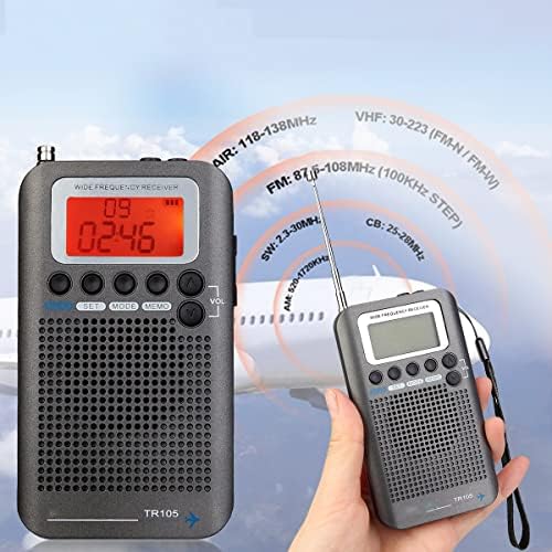Cxdtbh TR105 prenosné rádio lietadlo plné pásmo Rádio FM/AM / SW/CB/Air / VHF prijímač svetové pásmo s LCD displejom
