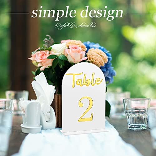 20 kusov Arch akrylové čísla svadobného stola biely stôl značky číslo 1-20 so stojanmi 4 x 6 palcov zlaté tabuľky
