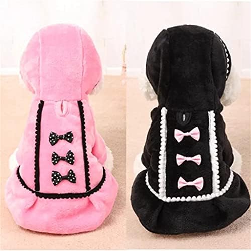 Wzhsdkl zimné oblečenie pre psov ružové / čierne šaty pre dievčatá pre malé psy mačky fleecové mikiny pre šteniatka